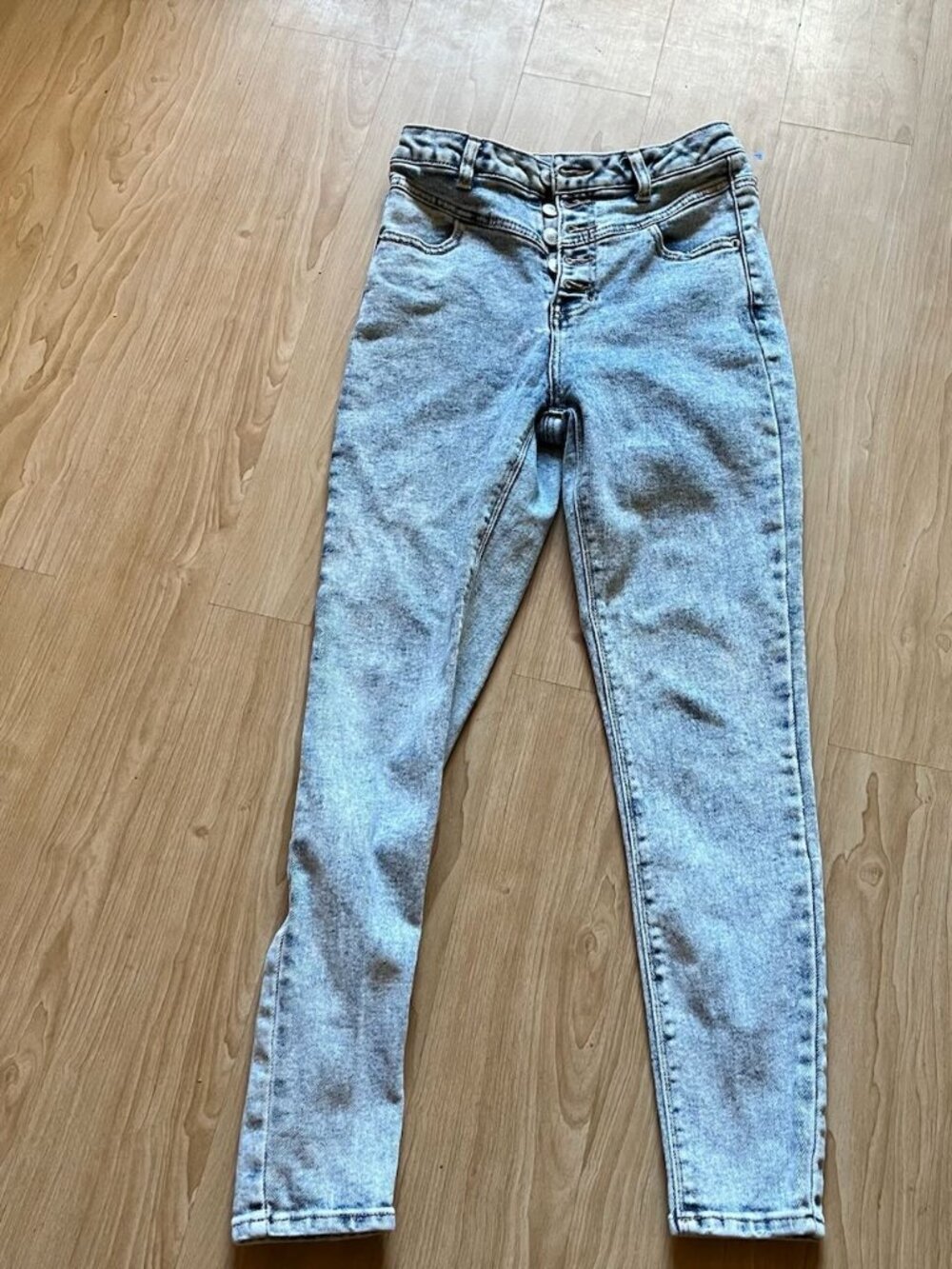 Vanilla Star High Rise Skinny Jeans Size 7 Acid Wash Button Fly Y2K 70s